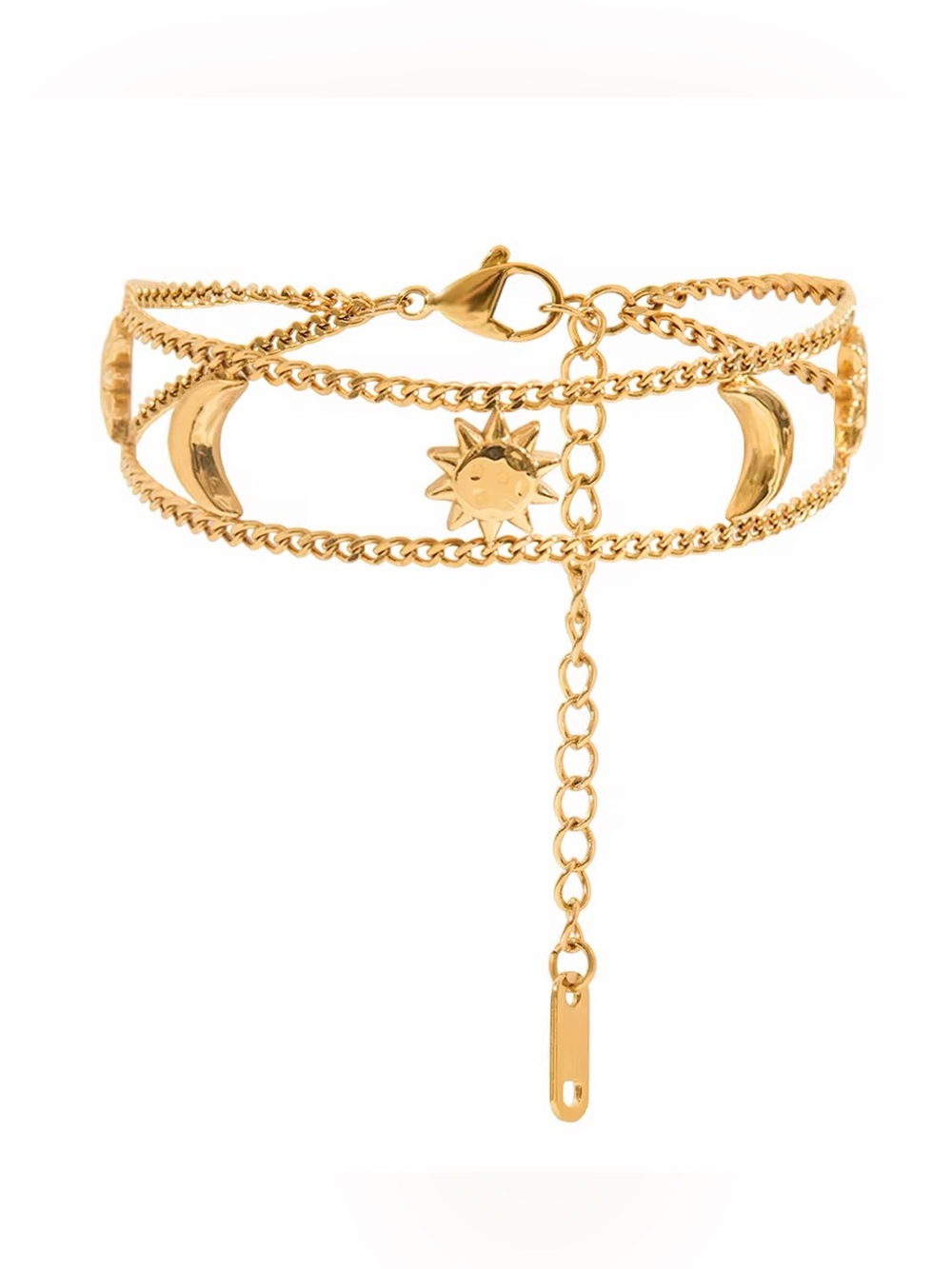 18K Gold Plated Layered Moon & Sun Bracelet